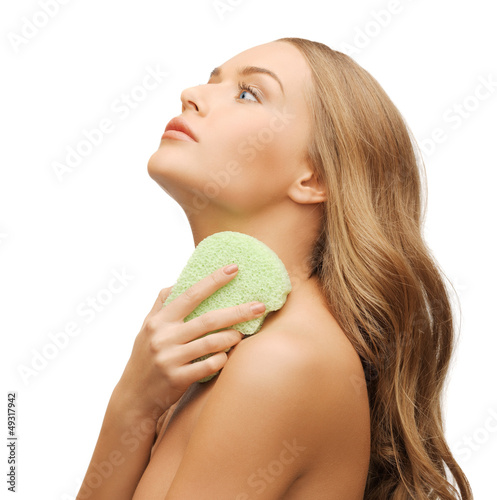 Photo: woman with sponge woman with sponge