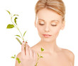 woman with green sprout