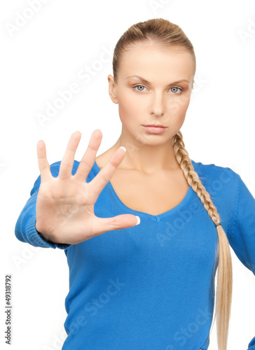 Photo: woman making stop gesture woman making stop gesture
