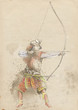 Kyudo - modern Japanese martial art. / Hand drawn illustration.