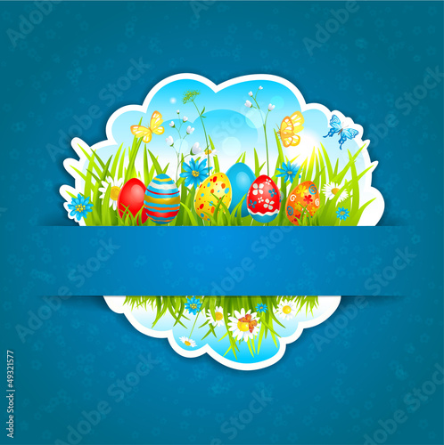 Vector: Happy Easter blue background Happy Easter blue background