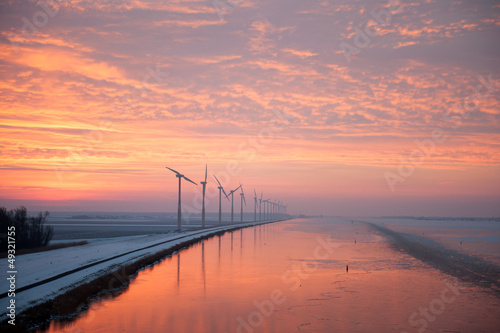 Photo: Wind turbines in winter Wind turbines in winter