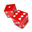 Two red dice on white background