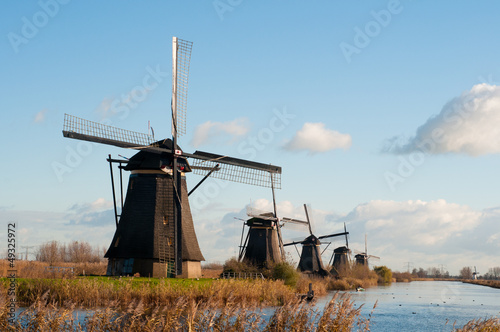 Photo: Traditional dutch windmills in the Netherlands in Kinderdijk Traditional dutch windmills in the Netherlands in Kinderdijk