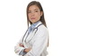 Serious medical doctor portrait on white