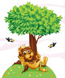A king lion and the two birds