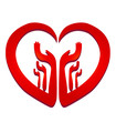 Hands in a heart logo vector