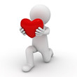 3d man getting down on one knee and giving heart to you