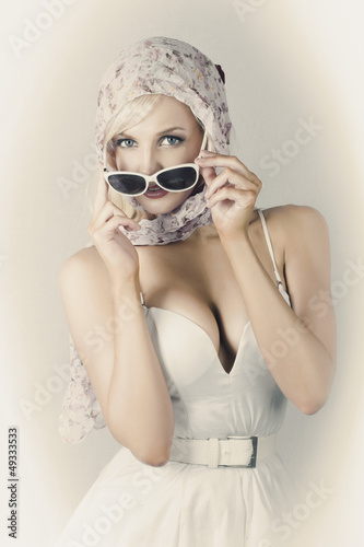 Photo: Retro Pin-up Girl In Classic Fashion Style Retro Pin-up Girl In Classic Fashion Style