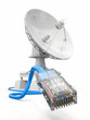 Communiation. Satellite dish with cable.