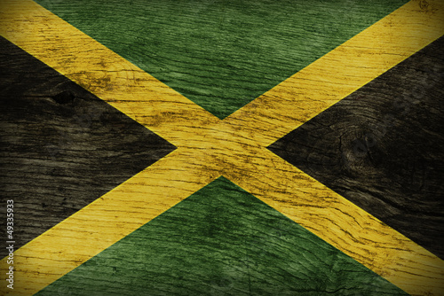 Photo: JAMAICAN FLAG ON WOOD JAMAICAN FLAG ON WOOD