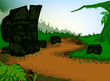 Vektor: The old stone carvings with nature background The old stone carvings with nature background