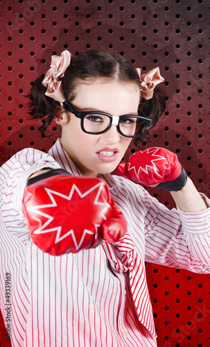 Photo: Businesswoman Boxing The Competition With Strategy Businesswoman Boxing The Competition With Strategy