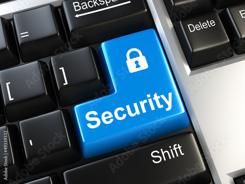 Illustration: security key on the keyboard of laptop computer security key on the keyboard of laptop computer