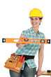 Woman with a spirit level