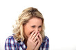 Blond woman laughing