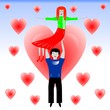 the man in love holds the woman on hands, illustration