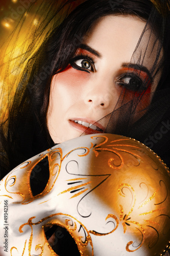 Photo: Beautiful Female Performer Face. Perfect Makeup Beautiful Female Performer Face. Perfect Makeup