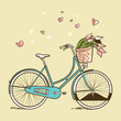 Vektor: Vintage bicycle with flowers, vector illustration Vintage bicycle with flowers, vector illustration