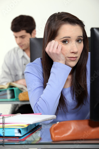 Photo: student at class working on a computer student at class working on a computer
