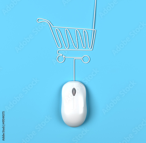 Illustration: mouse and trolleyin form of lamp on a white background mouse and trolleyin form of lamp on a white background