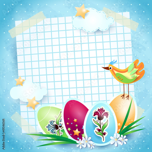Vector: Easter background with paper sheet Easter background with paper sheet