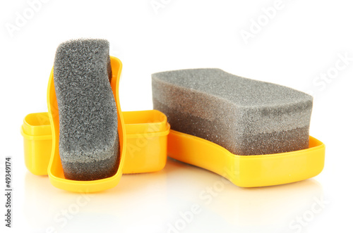 Photo: Shoe shine sponges, isolated on white Shoe shine sponges, isolated on white