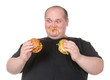 Photo: Fat Man Looks Lustfully at a Burger Fat Man Looks Lustfully at a Burger