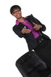 businesswoman stretches out her hand to shake hands