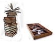 Old books on white background.
