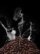 Composition with smoke on black  background