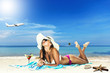 Beautiful woman on the beach.