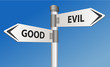 Good vs Evil road sign