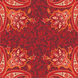 Floral ethnic ornamental paisley background in red