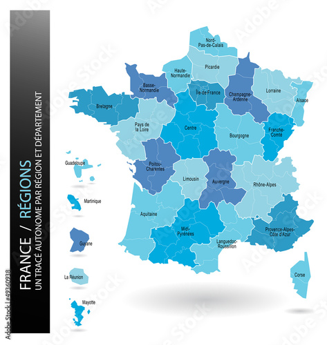 Vector: France - Régions (un tracé autonome par zone) France - Régions (un tracé autonome par zone)