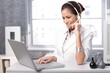 Smiling receptionist with headset