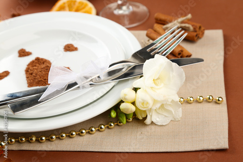 Photo: Holiday table setting close-up Holiday table setting close-up