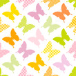 Seamless Pattern Butterflies Stripes/Dots/Check Green