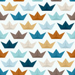 Seamless Pattern Paperboats Pattern Waves Retro