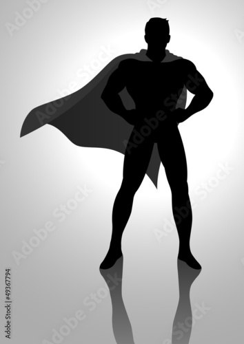 Vector: Silhouette illustration of a superhero posing Silhouette illustration of a superhero posing