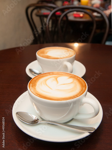 Photo: two cappuccino cups two cappuccino cups