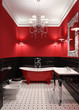 Luxury bathroom in red and black colors