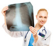 Female doctor examining an x-ray