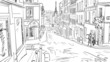 Street in paris -sketch  illustration