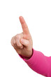 Weibliche Hand mit gestreckten Zeigefinger