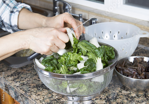 Photo: Cleaning Chinese Choy Vegetables Cleaning Chinese Choy Vegetables