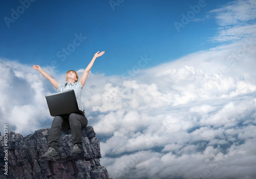 Photo: woman working outdoors woman working outdoors