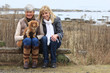 Women and dog outside