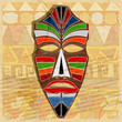 Vector: Ethnic mask on vintage background Ethnic mask on vintage background