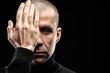 close eye hand